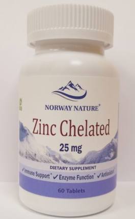 Zinc Chelated 25mg 60 tab Norway Nature