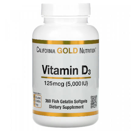 Vitamin D3 125 mcg (5000МЕ) 360 caps California Gold Nutrition