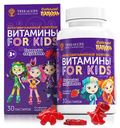 Витамины For Kids 3+ Поддержка иммунитета 30 пастилок TREE OF LIFE