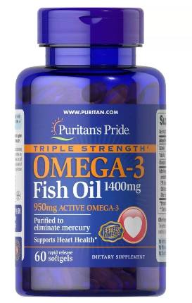 Triple Strength Omega 3 Fish Oil 1400 mg 60 caps Puritans Pride