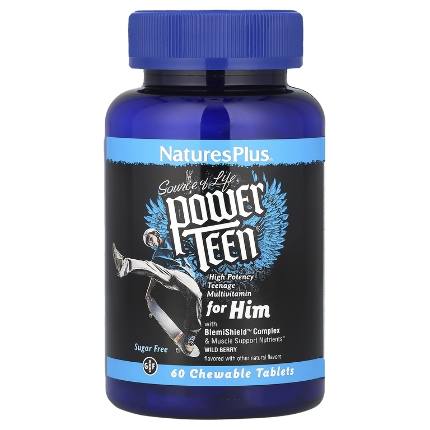POWER TEEN (HIS) 60 жевательных таблеток Natures Plus МАРК