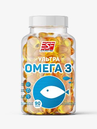 Рыбий жир с Омега-3 высокой концентрации 90 капсул Elite Sport Food
